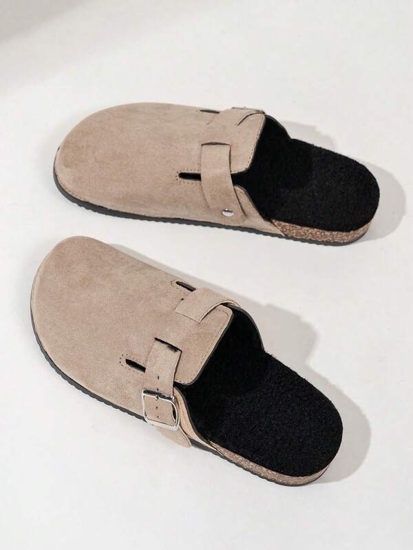 VÄLO Lumo Clog-Khaki Velvet Black Fur Bottom