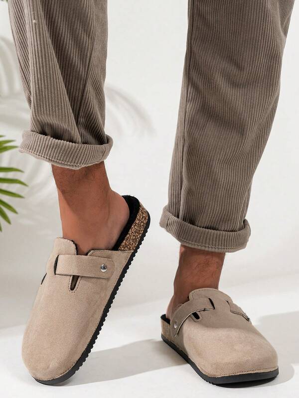 VÄLO Lumo Clog-Khaki Velvet Black Fur Bottom