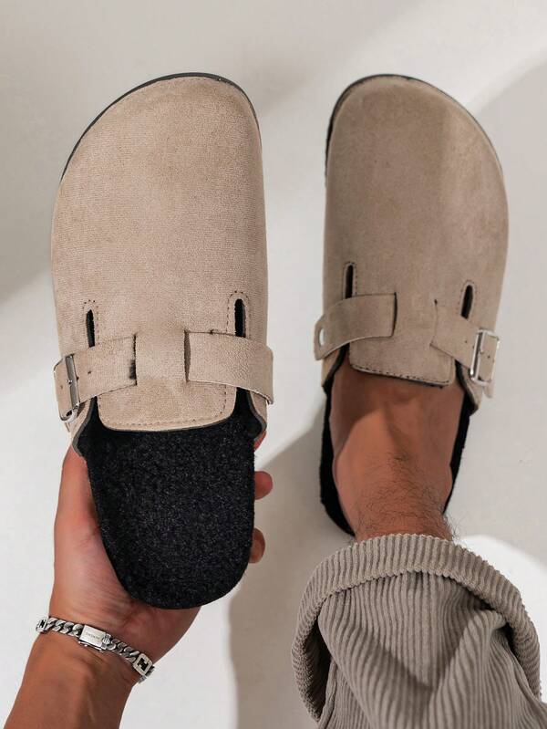 VÄLO Lumo Clog-Khaki Velvet Black Fur Bottom